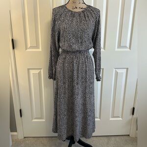 H&M Elegant Black and White Patterned long sleeve Dress XS